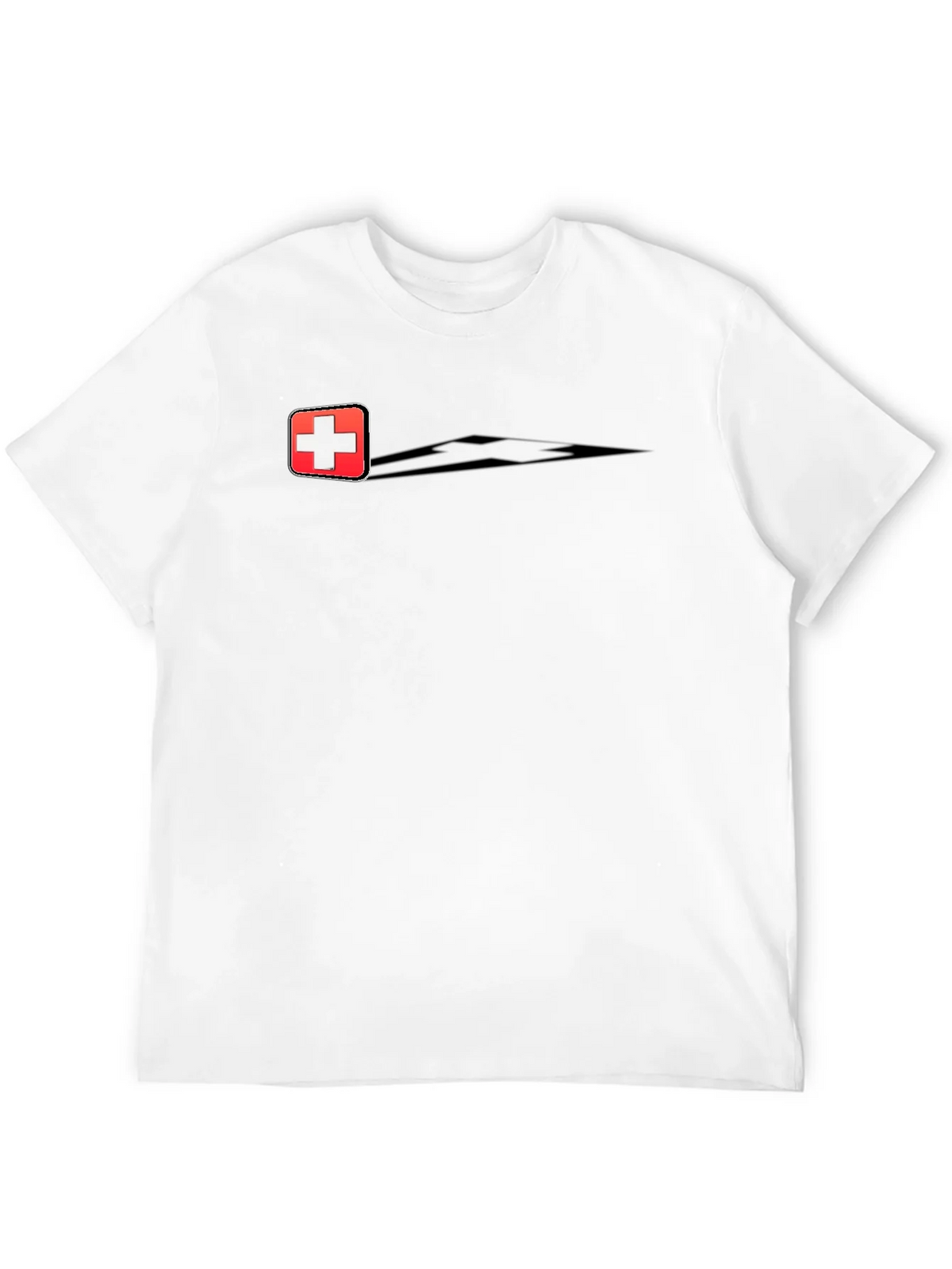 Swiss Cross Graphic Tee - Black Cotton Casual T-Shirt