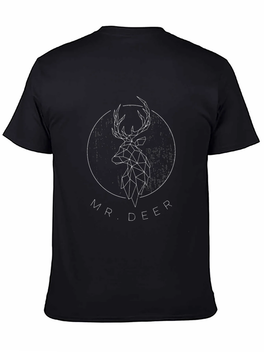 Geometric Deer Graphic Print Tee - Black