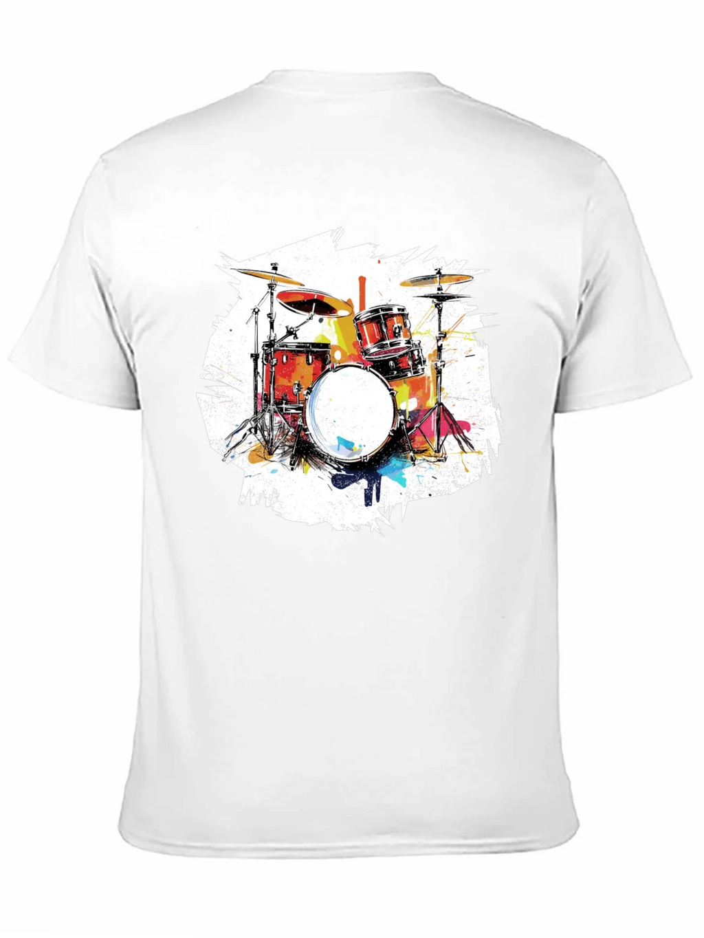 Drum Set Graphic Tee - Black Cotton T-Shirt