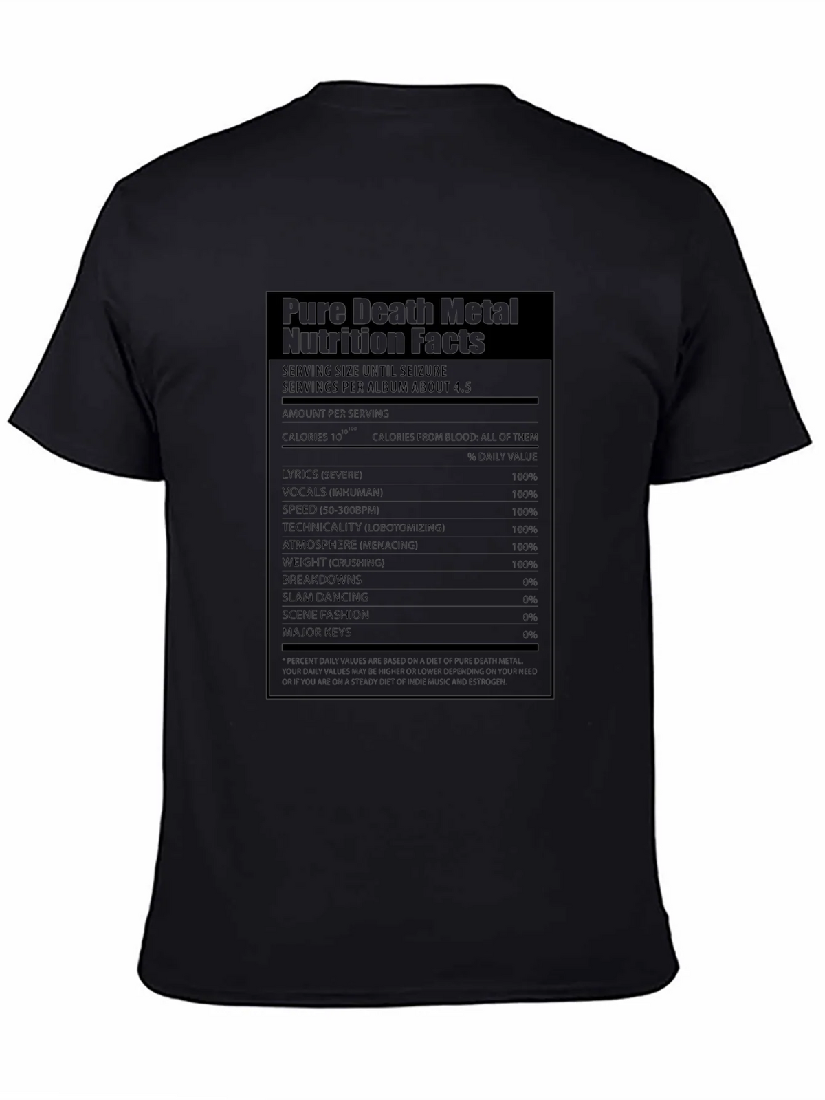 Pure Death Metal Nutrition Facts T-Shirt
