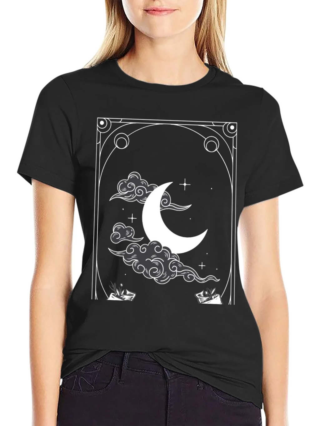 Celestial Crescent Moon Graphic Tee