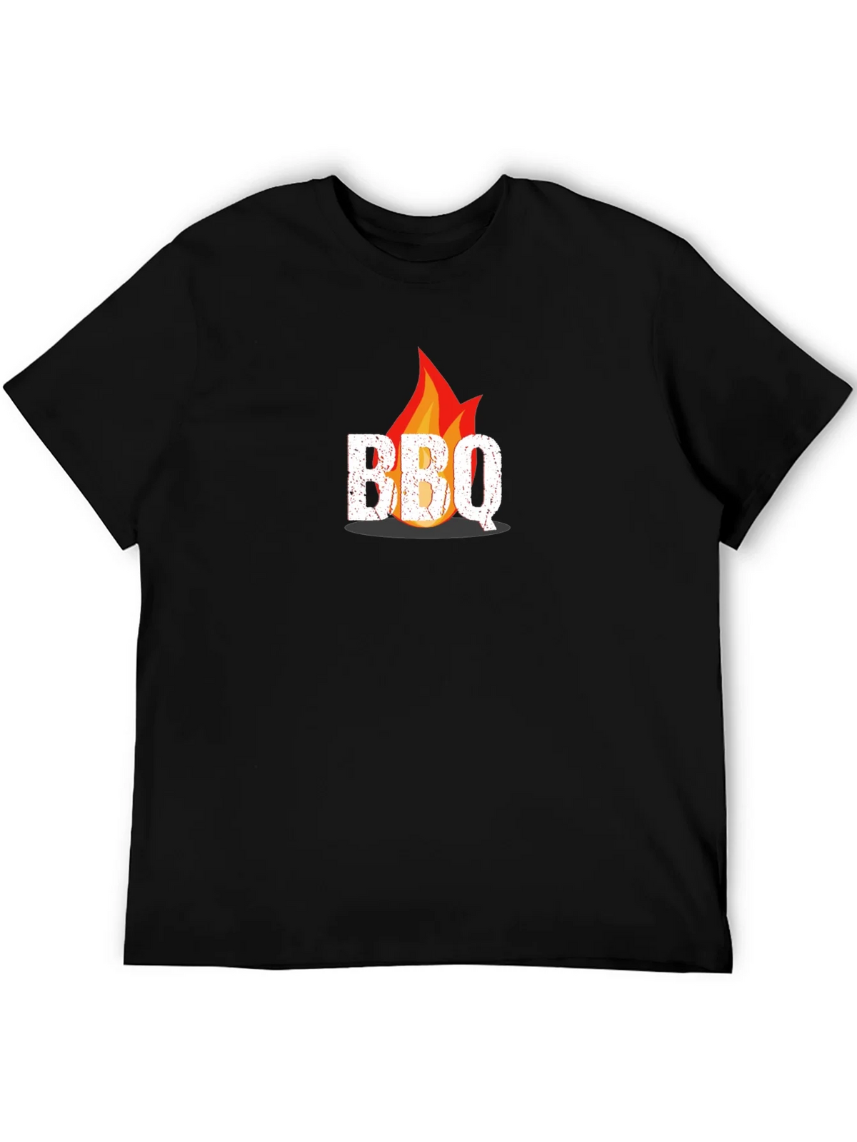 BBQ Flame Graphic Tee - Black Casual T-Shirt