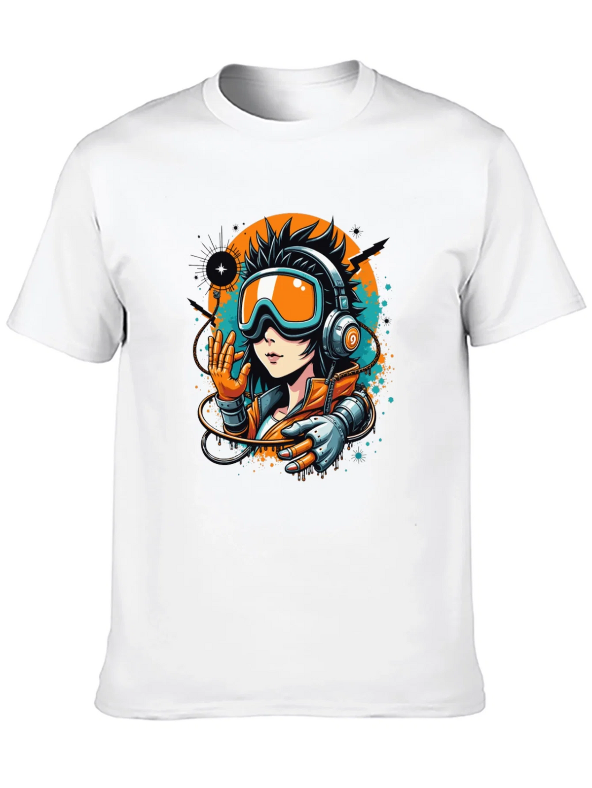 Cool Anime Girl Graphic Black T-Shirt