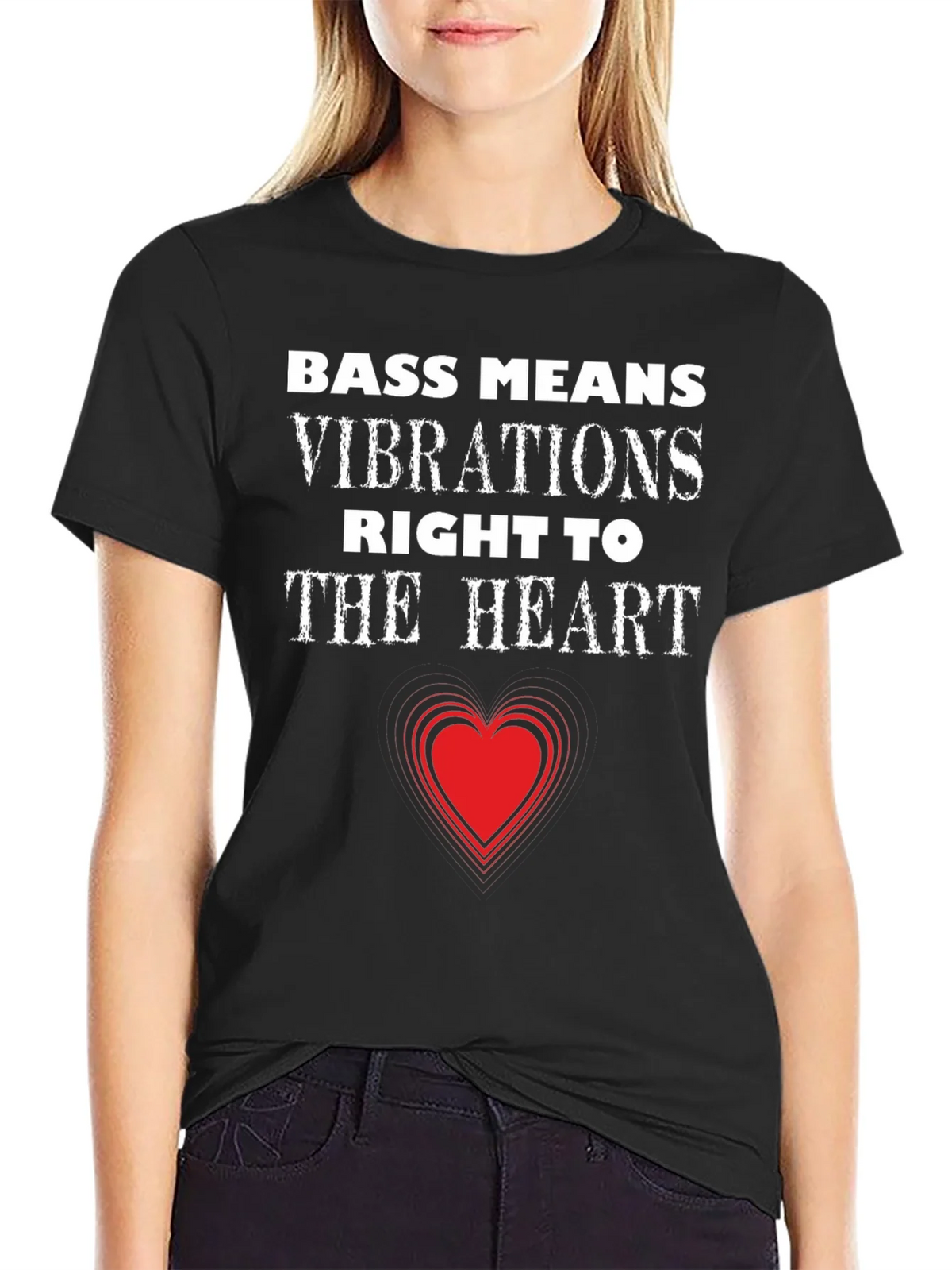 Bass Means Vibrations Heart T-Shirt
