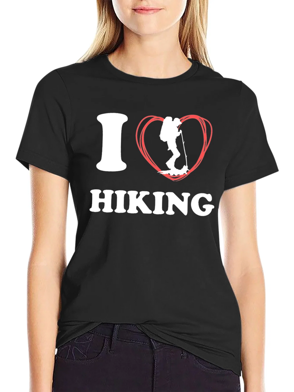 I Heart Hiking Graphic Tee - Black Cotton Shirt