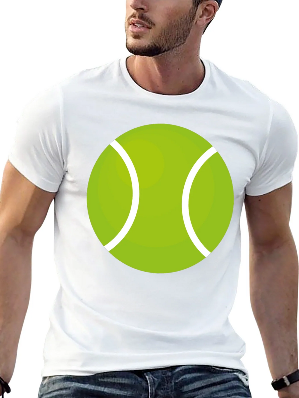 Tennis Ball Graphic Tee - Black Cotton Casual Shirt