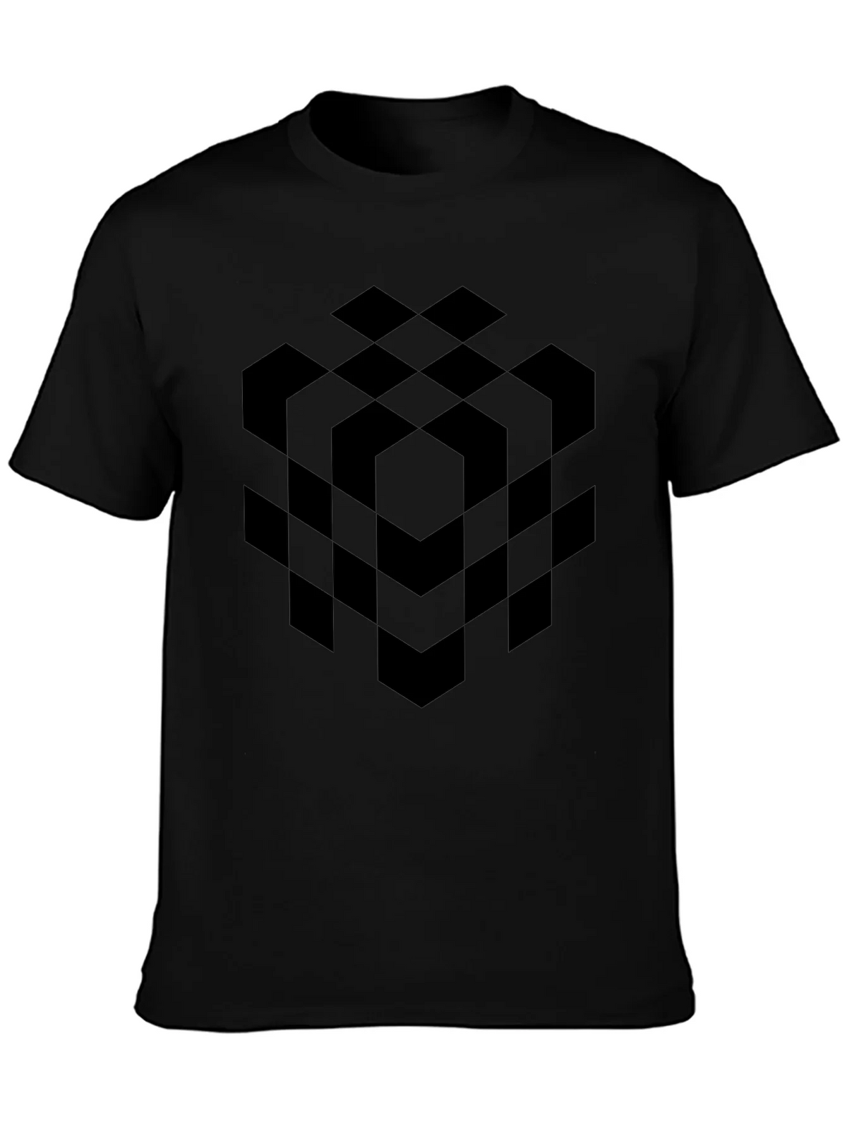 Abstract Geometric Cube Black T-Shirt