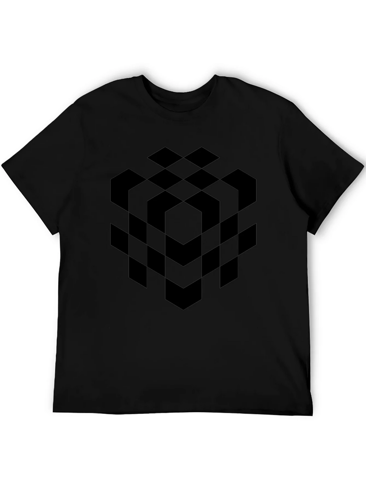 Abstract Geometric Cube Black T-Shirt