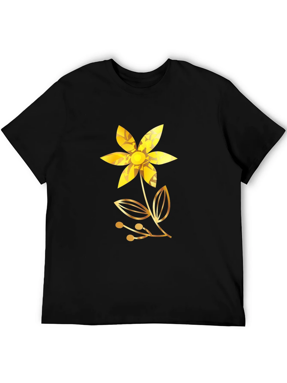 Golden Flower Black T-Shirt
